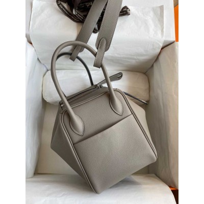 Hermes Lindy 26 Handmade Bag In Gris Asphalt Evercolor Leather