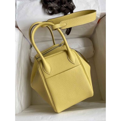 Hermes Lindy 26 Handmade Bag In Jaune Poussin Clemence Leather