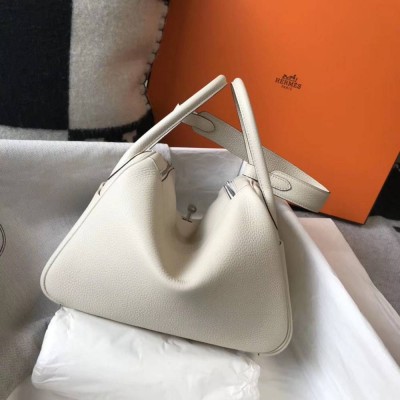 Hermes Lindy 26cm Bag In Beton Clemence Leather PHW