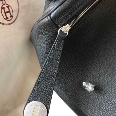 Hermes Lindy 26cm Bag In Black Clemence Leather