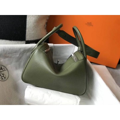 Hermes Lindy 26cm Bag In Canopee Clemence Leather PHW