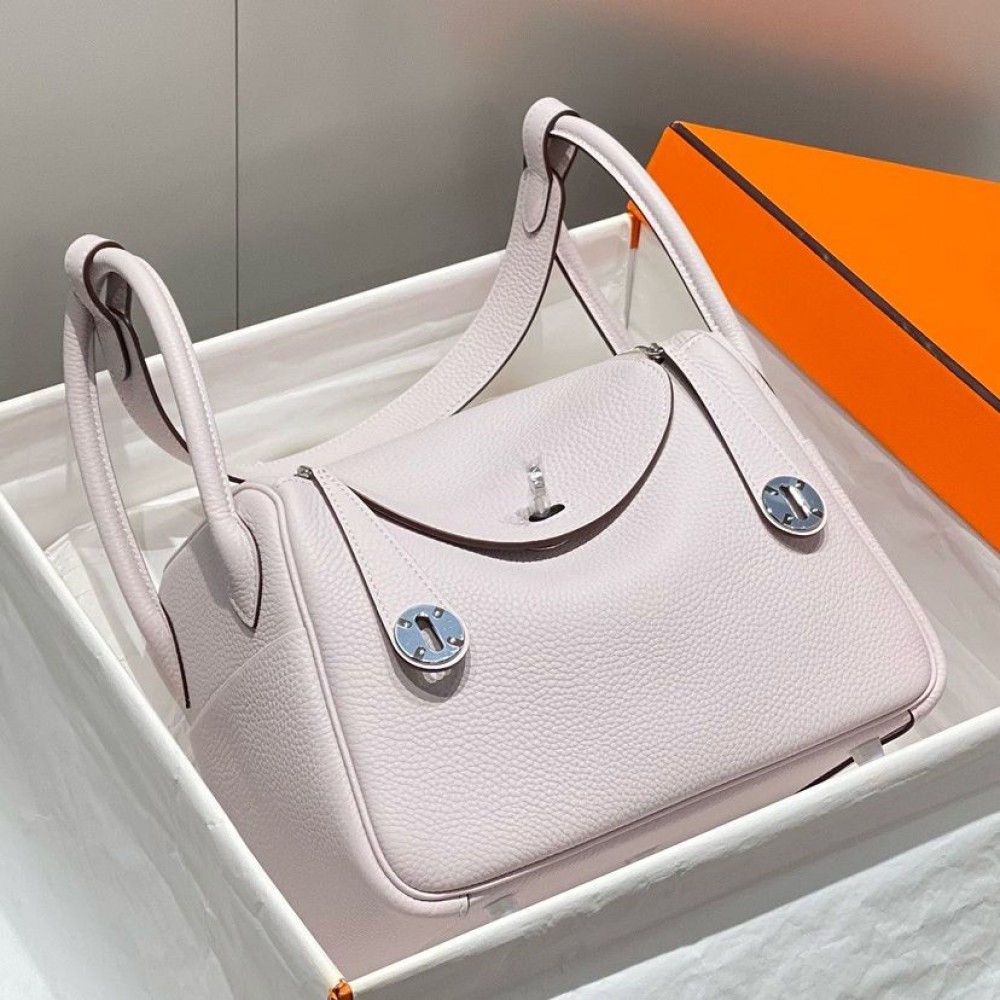 Hermes Lindy 26cm Bag in Mauve Pale Clemence Leather