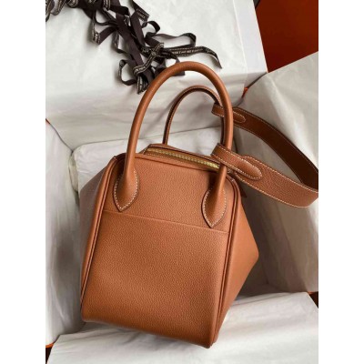 Hermes Lindy 30 Handmade Bag In Gold Evercolor Leather