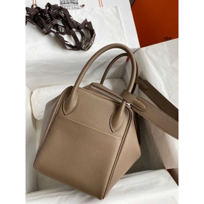 Hermes Lindy 30 Handmade Bag In Taupe Swift Calfskin