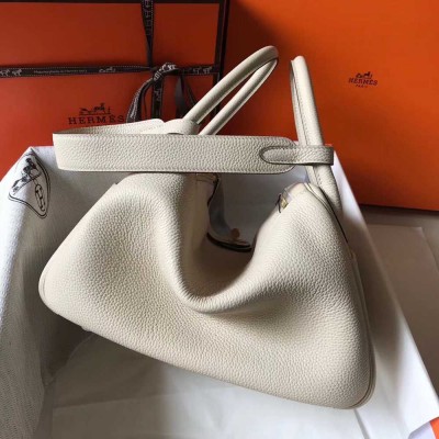 Hermes Lindy 30cm Bag In Beton Clemence Leather GHW