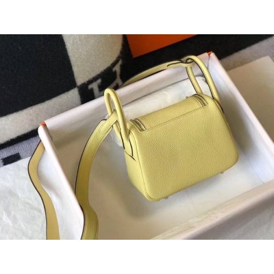 Hermes Lindy Mini Bag In Jaune Poussin Clemence Leather GHW