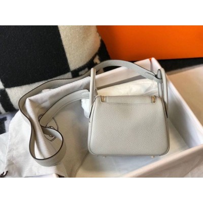 Hermes Lindy Mini Bag In Pearl Grey Clemence Leather GHW