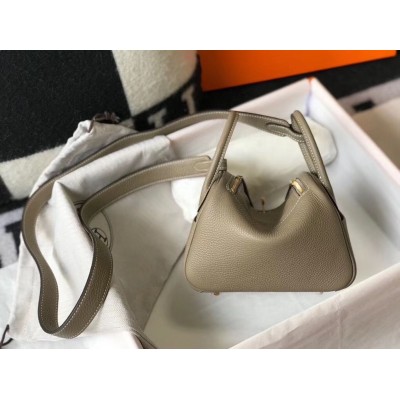 Hermes Lindy Mini Bag In Tourterelle Clemence Leather GHW