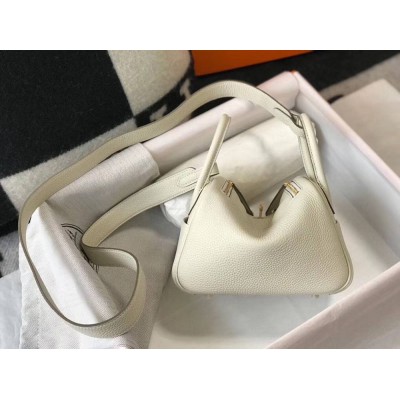 Hermes Lindy Mini Bag In White Clemence Leather GHW