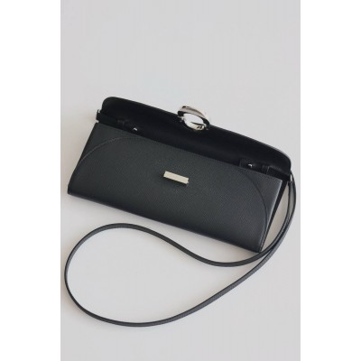 Hermes Maillon To Go Wallet in Black Epsom Calfskin