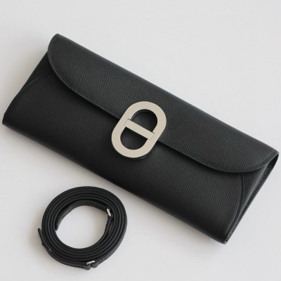 Hermes Maillon To Go Wallet in Black Epsom Calfskin