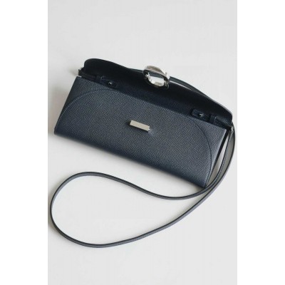 Hermes Maillon To Go Wallet in Blue Indigo Epsom Calfskin