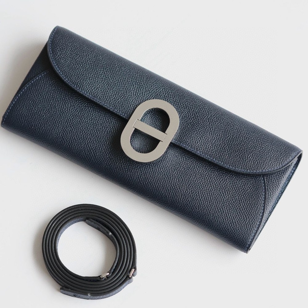 Hermes Maillon To Go Wallet in Blue Indigo Epsom Calfskin