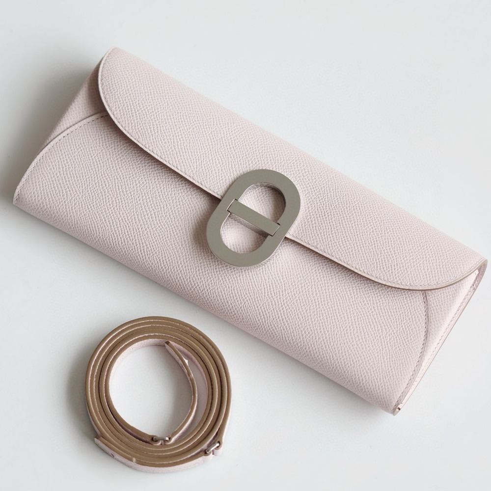 Hermes Maillon To Go Wallet in Mauve Pale Epsom Calfskin