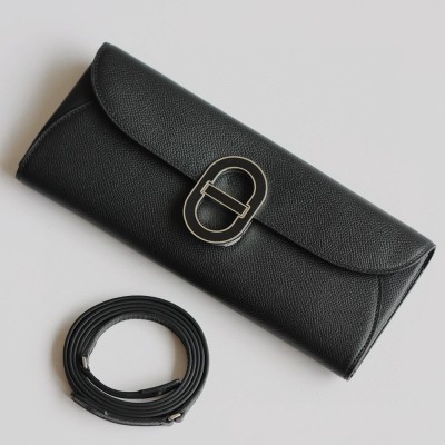 Hermes Maillon To Go Wallet in Noir Epsom Calfskin