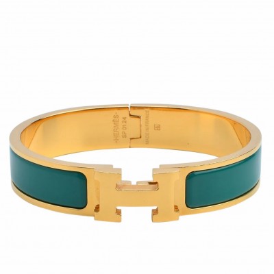 Hermes Malachite Enamel Clic H Bracelet