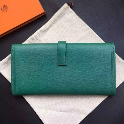 Hermes Jige Elan 29 Clutch Bag In Malachite Epsom Calfskin