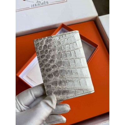 Hermes MC2 Euclide Card Holder in Himalaya Niloticus Crocodile Skin