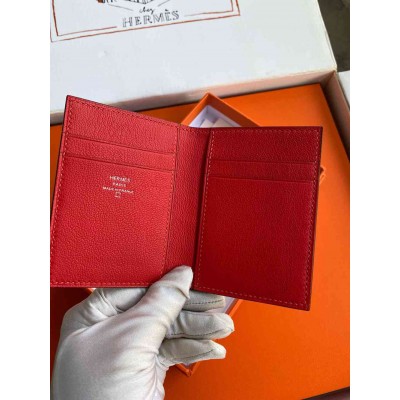 Hermes MC2 Euclide Card Holder in Red Shiny Alligator Leather