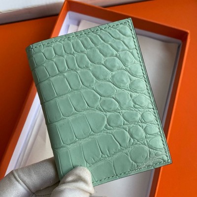 Hermes MC2 Euclide Card Holder in Vert De Matte Alligator Leather