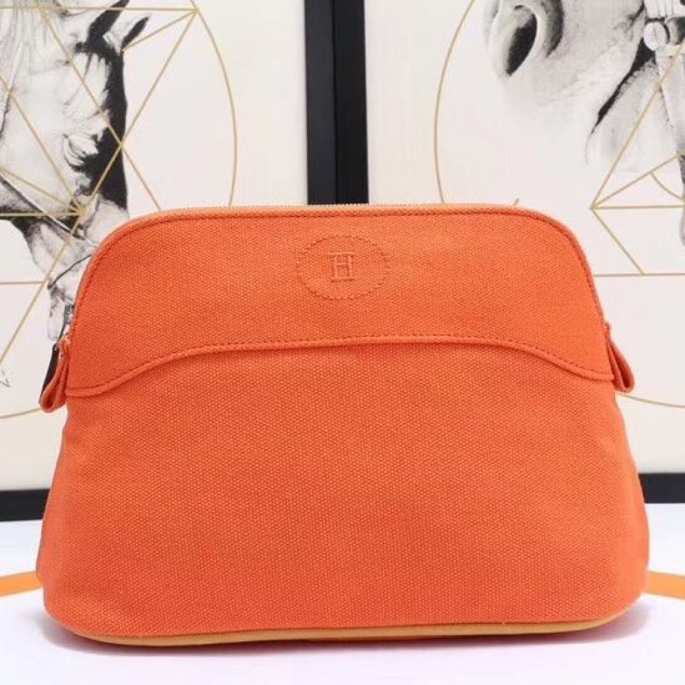 Hermes Medium Bolide Travel Case In Orange Cotton