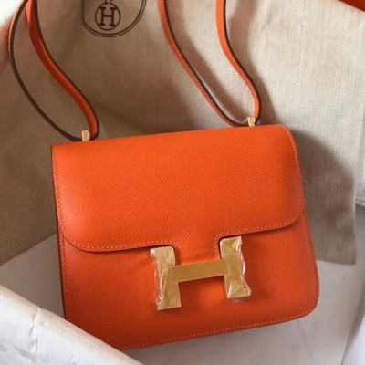 Hermes Constance 18 Handmade Bag In Orange Epsom Leather