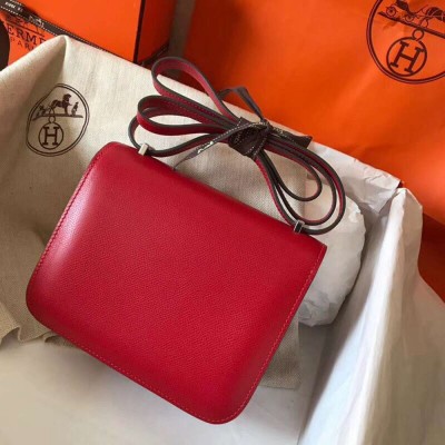 Hermes Constance 18 Handmade Bag In Red Epsom Leather