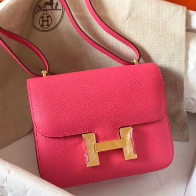 Hermes Constance 18 Handmade Bag In Rose Lipstick Epsom Leather