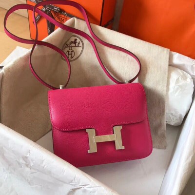 Hermes Constance 18 Handmade Bag In Rose Red Epsom Leather