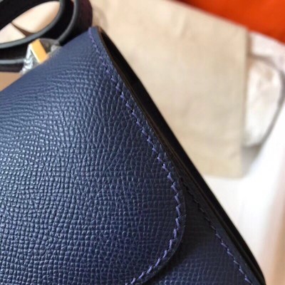 Hermes Constance 18 Handmade Bag In Sapphire Epsom Leather