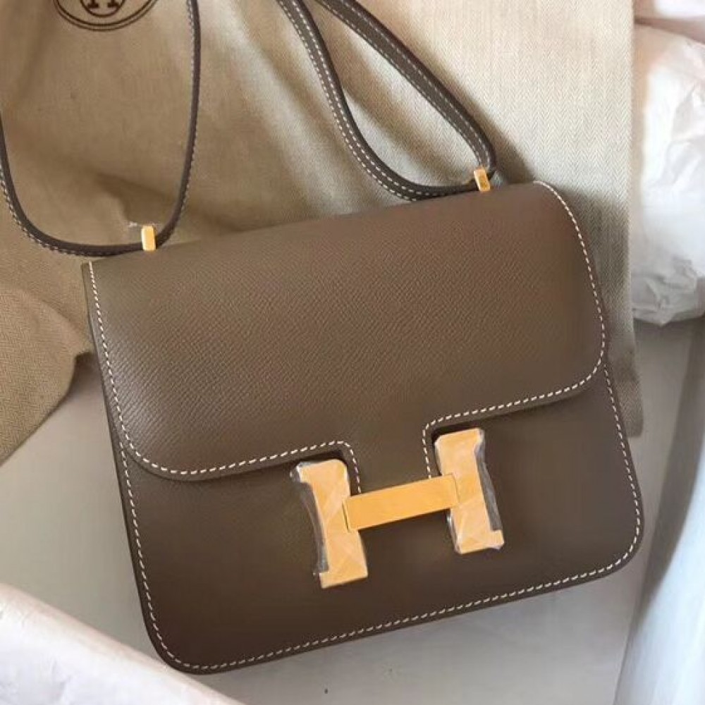 Hermes Constance 18 Handmade Bag In Taupe Epsom Leather