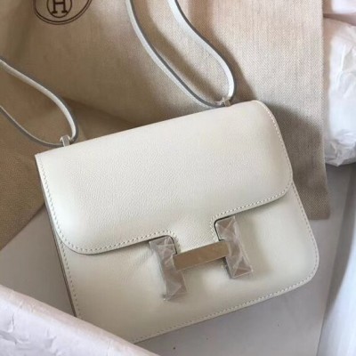 Hermes Constance 18 Handmade Bag In White Epsom Leather