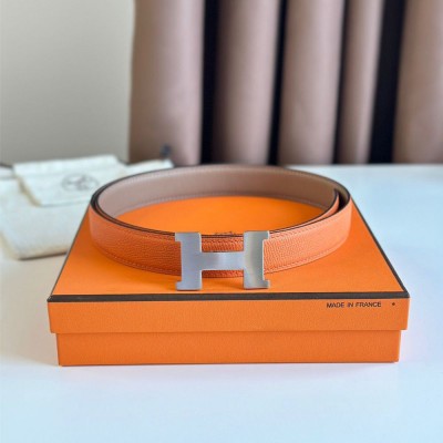 Hermes Mini Constance 24mm Belt in Orange Epsom Leather and Blue Swift Leather