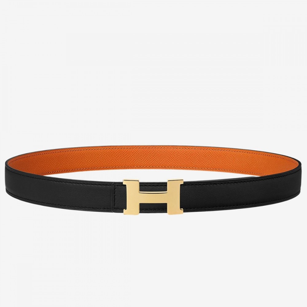 Hermes Mini Constance 24mm Reversible Belt Black/Orange