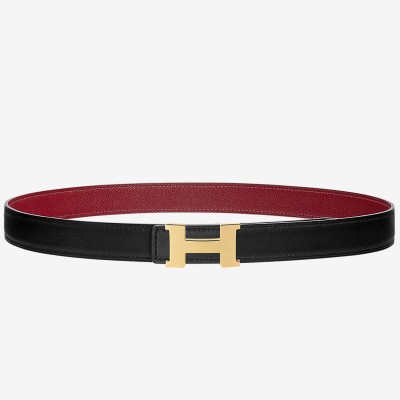 Hermes Mini Constance 24mm Reversible Belt Black/Ruby