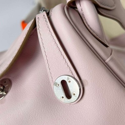 Hermes Mini Lindy Handmade Bag In Mauve Pale Swift Leather