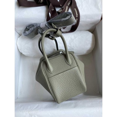 Hermes Mini Lindy Handmade Bag In Sauge Clemence Leather