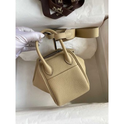 Hermes Mini Lindy Handmade Bag In Trench Clemence Leather