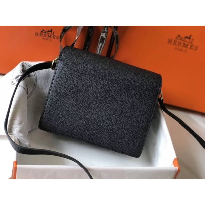 Hermes Mini Sac Roulis 18cm Bag In Black Evercolor Calfskin