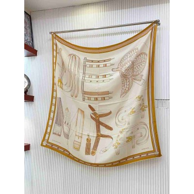 Hermes Naturel Lettres Equestres Shawl 140