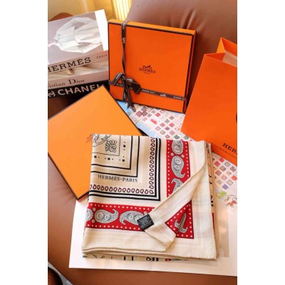 Hermes Naturel Tatouages Marins Bandana Shawl 140