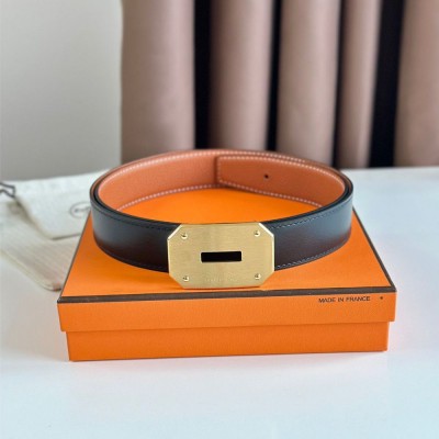 Hermes Neo Reversible Belt 32MM in Gold Clemence Leather