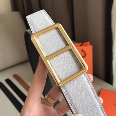 Hermes Officier Belt Buckle & White 38MM Strap