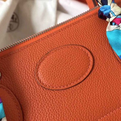 Hermes Bolide 35 Handmade Bag In Orange Clemence Leather