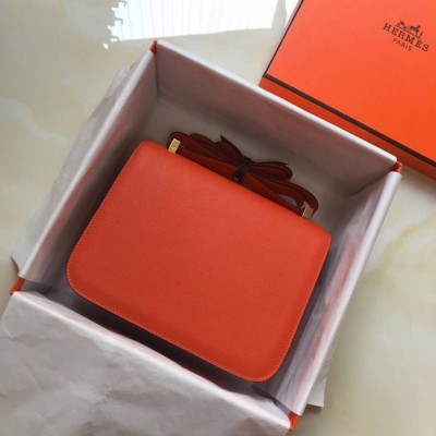 Hermes Orange Constance MM 24cm Epsom Leather Bag