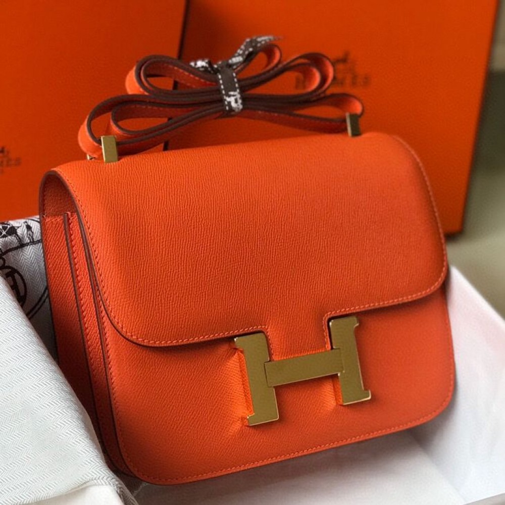 Hermes Orange Constance MM 24cm Epsom Leather Bag