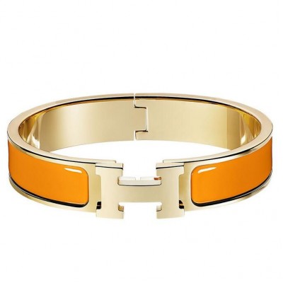 Hermes Orange Enamel Clic H PM Bracelet