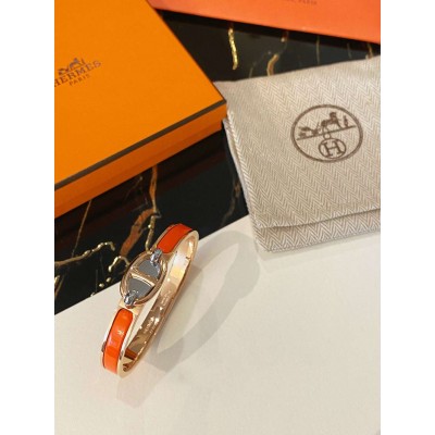 Hermes Orange Mini Clic Chaine d Ancre Bracelet