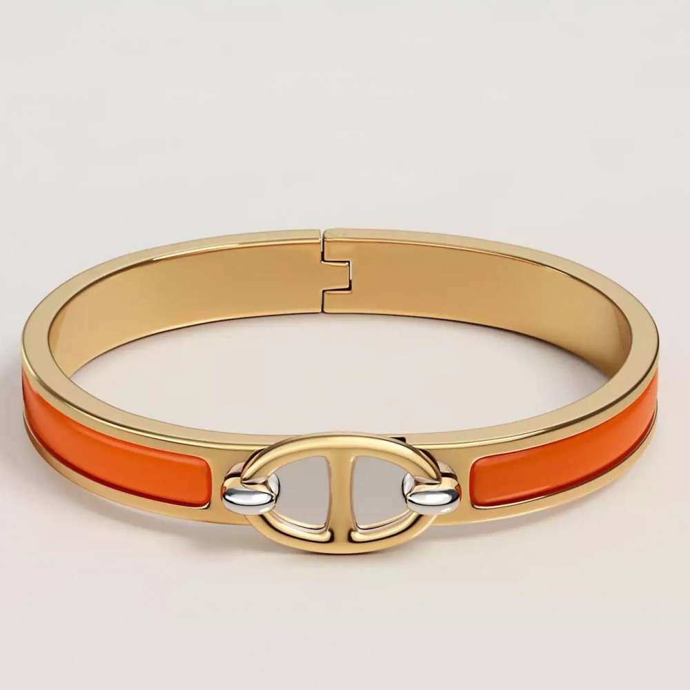 Hermes Orange Mini Clic Chaine d Ancre Bracelet