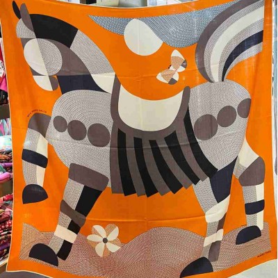 Hermes Orange Mon Premier Galop Shawl 140